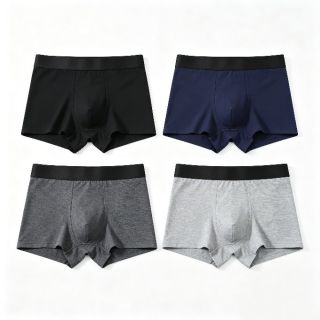 宜而爽 新疆棉纯棉男士内裤7A级抗菌级 4条 深灰+浅灰+宝蓝+黑