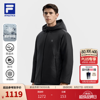 FILA 轻便棉服丨FILA轻户外防泼水短款棉服26冬季新款男保暖外套 正黑色-BK