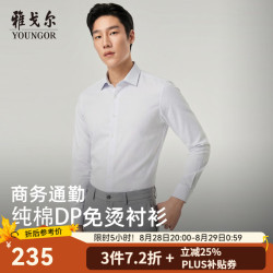雅戈尔 VLDP114781EBA 全棉DP免烫 浅灰条纹 41码 长袖衬衫