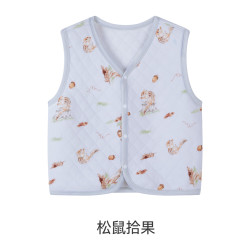 ibaby 儿童恒温抑菌菱形格 空气层马甲-松鼠拾果 140码