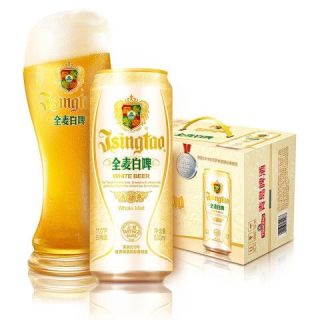 PLUS会员：青岛啤酒 全麦大罐精酿白啤500mL*12罐整箱+拍2赠啤酒杯