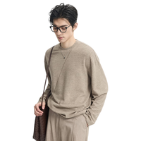 伯爵卓尔 T611018 立体条纹肌理感 燕麦卡其 XL 男士长袖T恤
