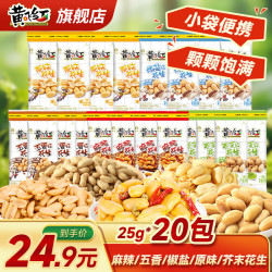 黄飞红 麻辣花生米坚果炒货办公室休闲零食露营聚会下酒菜 混合口味25g*20袋