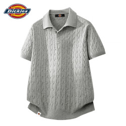 Dickies 老钱风短袖POLO衫男士2026新款休闲高级五分半截上衣服装 浅灰色  薄款 XL
