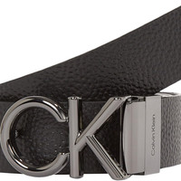 Calvin Klein 男式皮带, 黑色(Ck 黑色卵石/深棕色光滑)