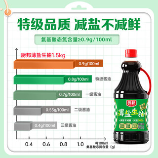 厨邦 薄盐生抽1.5kg+减盐蚝油640g 酱油酱汁套装