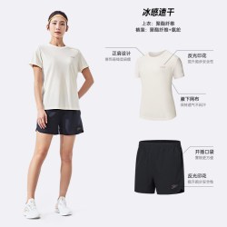 鸿星尔克 速干运动套装女款夏季女士羽毛球跑步运动服妈妈短袖短裤