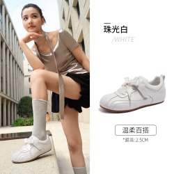 骆驼 芭蕾风德训鞋女2026秋季新款银色复古玛丽珍鞋薄底休闲运动鞋