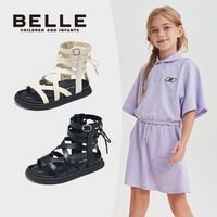 百亿补贴：百丽 童鞋女童罗马凉鞋高帮夏季女孩中大童公主软底轻便儿童沙滩鞋