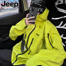 JEEP SPIRIT JEEPSPIRIT防水男套装衣服夏季宽松户外冲锋衣三合一防风爬山装备