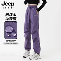 JEEP SPIRIT 吉普JEEP冲锋裤男女束脚款春秋户外大码防水运动宽松工装紫色裤子