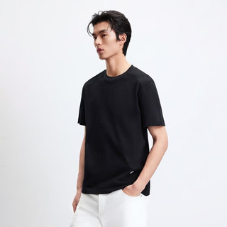 杰克琼斯 226101059E40 夏季短袖T恤 黑色 M