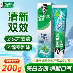 好来 原黑人)经典双重薄荷清新双效牙膏持久清新口气去渍含氟 好来清新双效200g