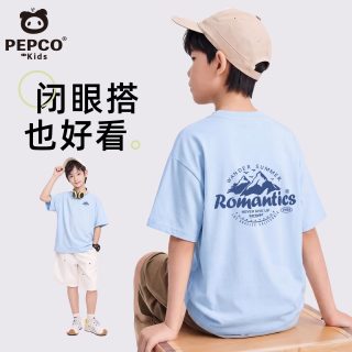 小猪班纳 童装男童纯棉t恤短袖夏款儿童上衣夏季男孩夏装衣服运动