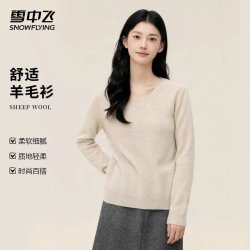 雪中飞 V领经典显瘦百搭日常可外穿可打底羊毛衫W