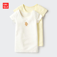 优衣库 婴幼儿全棉T恤/短袖2件装印花宝宝486422 01 乳白色 80