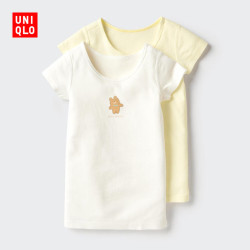 优衣库 婴幼儿全棉T恤/短袖2件装印花宝宝486422 01 乳白色 80