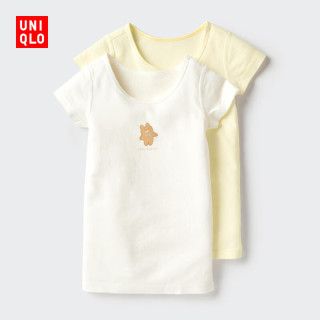 优衣库 婴幼儿全棉T恤/短袖2件装印花宝宝486422 01 乳白色 80