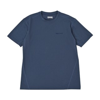 Marmot Climb Skin男款吸湿速干防晒UPF30圆领短袖上衣T恤 靛蓝