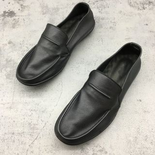 ECQO ACC休闲男皮鞋夏季休闲男舒适黑色真皮软皮豆豆鞋男士休闲鞋