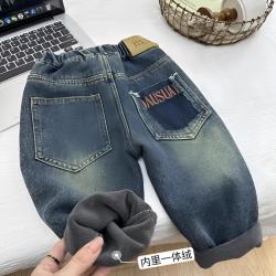 儿童潮牌牛仔裤2025年新款秋冬款一体绒水洗宝宝柔软舒适洋气休闲