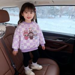 2025新款秋冬儿童卫衣女童一体绒毛衣秋款女童圆领卫衣