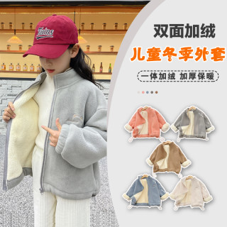 儿童加绒外套冬季男女童休闲校服神器卫衣宝宝中大童加厚保暖上衣