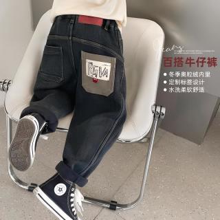 男童牛仔裤加绒潮酷痞帅童装儿童宽松裤子宝宝加厚休闲长裤潮水洗
