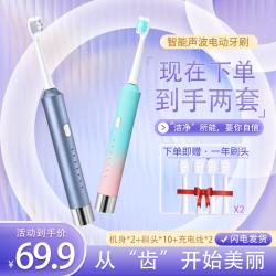 埃斯曼V2声波防水充电式成人智能电动牙刷情侣学生党-H