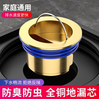 起点如日 地漏防臭芯下水道防反味神器全铜内芯厕所防虫下水管通用
