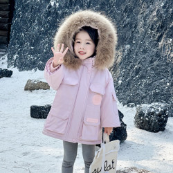 女童冬季棉衣外套2025新款加绒加厚儿童保暖派克服棉服