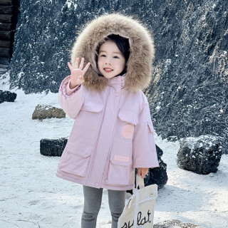 女童冬季棉衣外套2025新款加绒加厚儿童保暖派克服棉服