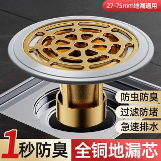 旗舰款地漏防臭器卫生间下水管排水口过滤通用密封全铜内芯神器
