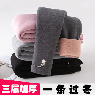 女童加绒加厚棉裤冬季儿童三层打底裤宝宝中小童加厚保暖裤子外穿