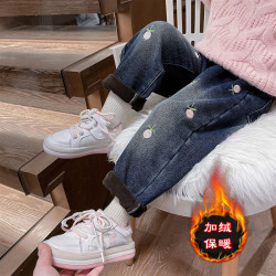 女童加绒牛仔裤秋冬款2025新款洋气儿童冬装加厚裤子小女孩休闲裤