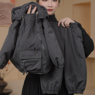 秋冬季男女童休闲夹棉宽松儿童连帽宝宝衣服套装