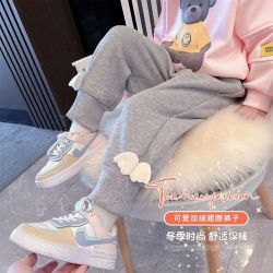 女童裤子儿童中小童宽松休闲外穿冬加绒运动裤