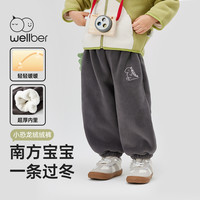 威尔贝鲁 尺码偏大)造型卡通加绒长裤儿童秋冬加绒裤保暖
