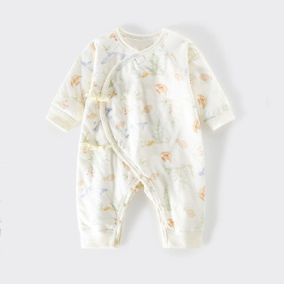 H 新生儿纯棉衣服初生婴儿40g连体宝宝可爱衣服秋冬哈衣夹棉蝴蝶衣