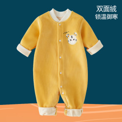 婴儿秋季衣服加绒厚款男女宝宝秋冬外穿连体衣新生儿保暖睡衣爬服