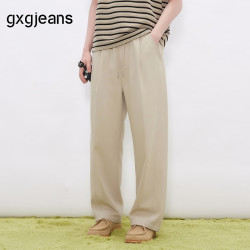 gxgjeans 限时五折 美式轻薄简约休闲宽松弯刀裤长裤 浅杏色