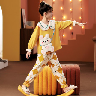 儿童睡衣女童春秋季纯棉长袖薄款卡通中大童小女孩公主家居服套装