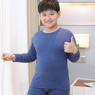 大码大童彩棉秋衣女男款保暖内衣套装加肥内穿薄款青少年打底睡衣