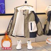 儿童冬季加绒加厚冲锋衣2025新款韩版宝宝派克服防风防水女童棉服
