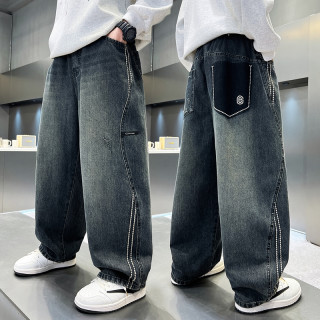 男童牛仔裤春秋百搭洋气宽松2026中大童休闲韩版长裤儿童秋季裤子