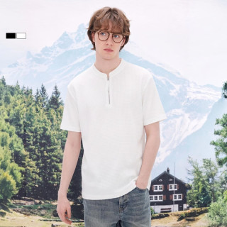 gxgjeans 限时五折 美式半拉链宽松华夫格休闲立领短袖T恤 白色