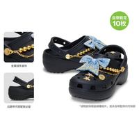 crocs 经典丹宁蝴蝶云朵洞洞鞋 厚底女士凉鞋