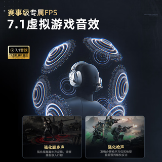 钛度 斩月 ENC降噪麦克 白色 2.4G四模头戴式游戏耳机
