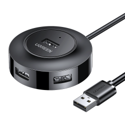 绿联 USB2.0分线器 4口HUB集线器 带供电口 黑色 0.25米