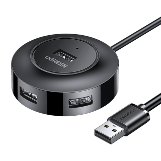 绿联 USB2.0分线器 4口HUB集线器 带供电口 黑色 0.25米